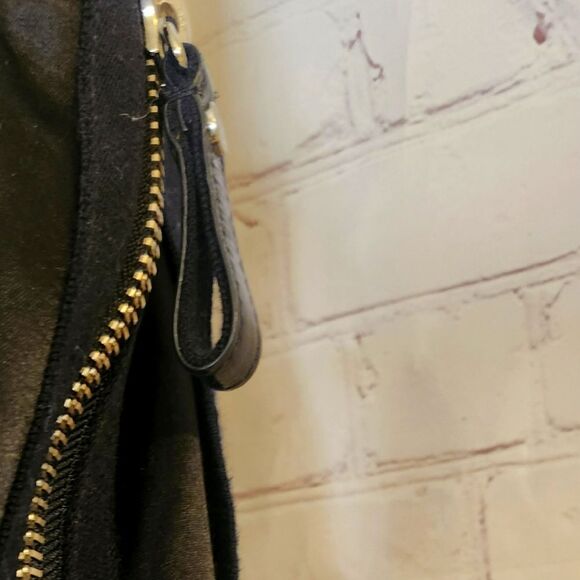 Vintage Pristine 1990s Juicy Couture Large Black Leather/Nylon Tote Bag w/Charm - Picture 4 of 8